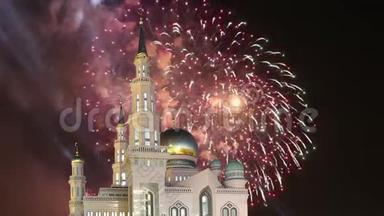 莫斯科大教堂<strong>清真寺</strong>和烟火，俄罗斯-莫斯科的主要<strong>清真寺</strong>